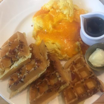 Yolk - West Loop - Bacon waffle with cheddar scrambled eggs -$12 - Coffee & Tea Near Me - Chicago, Illinois Yolk - West Loop - Bacon waffle with cheddar scrambled eggs -$12 - Coffee & Tea Near Me - Chicago, Illinois