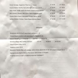 Monte's Pizza - Menu