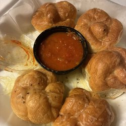 Godas Pizza - Garlic Knots with Marinara Sauce