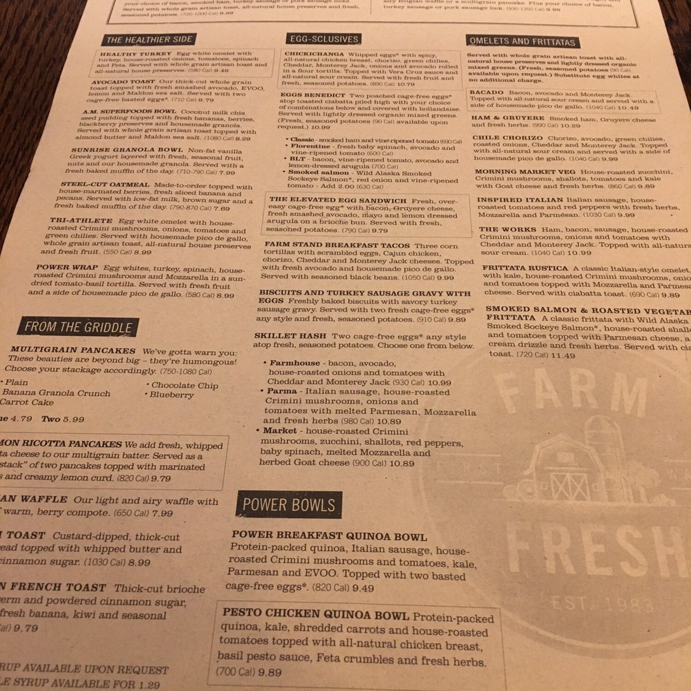 First Watch - One side of the menu - Breakfast & Brunch Near Me - Jacksonville, Florida