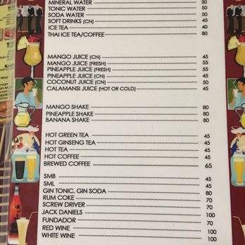 Siam House - Drink menu May 2019 - Thai Near Me - Angeles, PAM