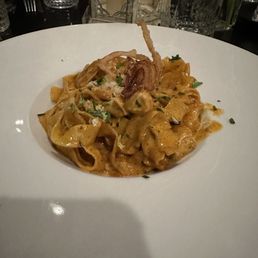 Chicken pasta, very flavorful but only a couple tiny pieces of chicken Chicken pasta, very flavorful but only a couple tiny pieces of chicken