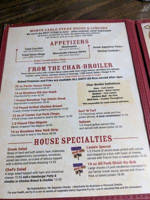 Menu photo 1 Monte Carlo Steak House Albuquerque, NM Menu photo 1 Monte Carlo Steak House Albuquerque, NM