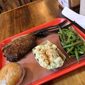 Terry Black's Barbecue - Pork ribs, potato salad, and green beans - Barbeque Near Me - Austin, Texas Terry Black's Barbecue - Pork ribs, potato salad, and green beans - Barbeque Near Me - Austin, Texas