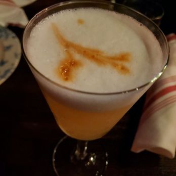FINKA Table & Tap - If you've never had pisco sour, you've got to. And this one is actually very tasty! This is a staple in Peruvian drinks. - Asian Fusion Near Me - Miami, Florida