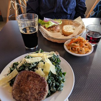 Dick's Primal Kitchen - Hail Kale salad with lamb patty, salmon burger, Kim Chi. - Burgers Near Me - Portland, Oregon Dick's Primal Kitchen - Hail Kale salad with lamb patty, salmon burger, Kim Chi. - Burgers Near Me - Portland, Oregon