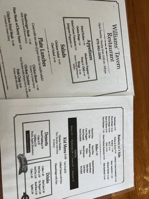 Menu photo 1 Williams Tavern Washington, AR