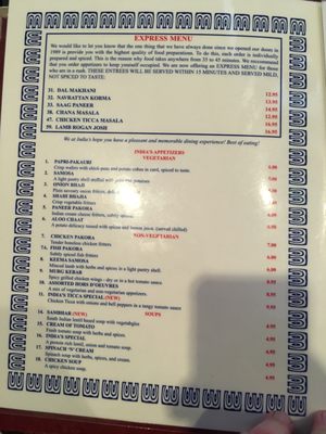 Menu photo 3 INDIA'S Restaurant, Denver Denver, CO