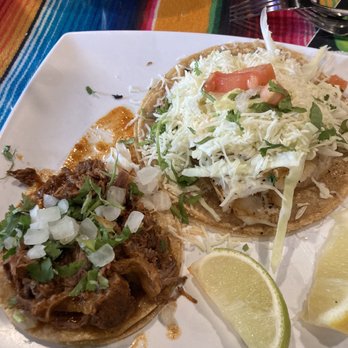 Taco Hut - Fish taco and beef birria street taco. I can't eat it all bc it is so much but it's so delicious. - Mexican Near Me - Ontario, California Taco Hut - Fish taco and beef birria street taco. I can't eat it all bc it is so much but it's so delicious. - Mexican Near Me - Ontario, California