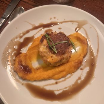 Local Chop & Grill House - Salmon cake with sweet potato puree - Steakhouses Near Me - Harrisonburg, Virginia Local Chop & Grill House - Salmon cake with sweet potato puree - Steakhouses Near Me - Harrisonburg, Virginia