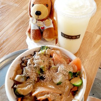 ON + ON Fresh Korean Kitchen - Veggies w/peanut sauce. Banana ginger lemonade 2/26/24 - Asian Fusion Near Me - Torrance, California ON + ON Fresh Korean Kitchen - Veggies w/peanut sauce. Banana ginger lemonade 2/26/24 - Asian Fusion Near Me - Torrance, California
