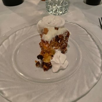 The Steakout - Carrot cake presented for birthday - Seafood Near Me - Greendale, Wisconsin