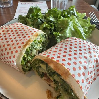Shy Bird - Friday chicken wrap special with greens - Salad Near Me - Boston, Massachusetts