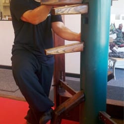 Wooden dummy training with Sifu Mark.