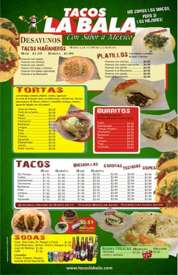 Menu photo 6 Tacos La Bala Houston, TX Menu photo 6 Tacos La Bala Houston, TX