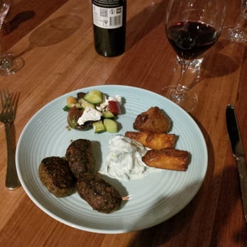 Ipsos - Lamb kofta balls with tzatziki, potatoes and greek salad. - Mediterranean Near Me - Lorne, VIC Ipsos - Lamb kofta balls with tzatziki, potatoes and greek salad. - Mediterranean Near Me - Lorne, VIC