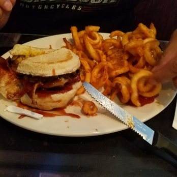 The Tin Whistle - Castle Hill burger was demolished quickly by hubby - Bars Near Me - Salem, Massachusetts