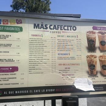 Mas Cafecito - Couldn't find a recent menus pic... so I took one.... Enjoy! - Coffee & Tea Near Me - Montclair, California