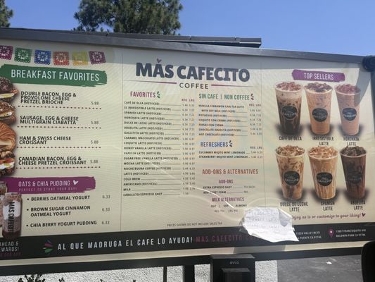 Menu photo 1 Mas Cafecito Montclair, CA