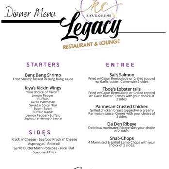 Legacy Resturant & Lounge - Dinner Menu - Lounges Near Me - Jacksonville, Florida Legacy Resturant & Lounge - Dinner Menu - Lounges Near Me - Jacksonville, Florida