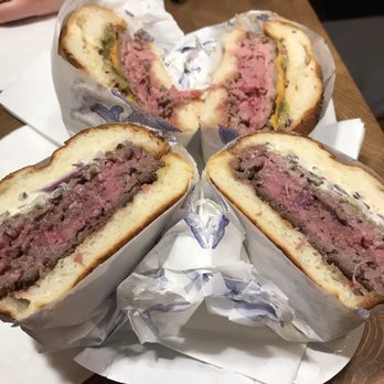 Naše maso - Beef burger at the top, dry aged at the bottom. Dry Aged well worth the couple extra krona - Butcher Near Me - Prague, Puerto Rico