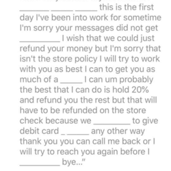 Formal & Bridal Wear - This is the Voicemail she left after me calling her several times. I still haven't revenant monies back.