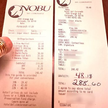 Nobu Del Coronado - Thank you for the good food and service - Japanese Near Me - Coronado, California