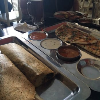 Udupi Palace - Dosa stuffed with spinach, onion uttapam - Indian Near Me - Berkeley, California Udupi Palace - Dosa stuffed with spinach, onion uttapam - Indian Near Me - Berkeley, California