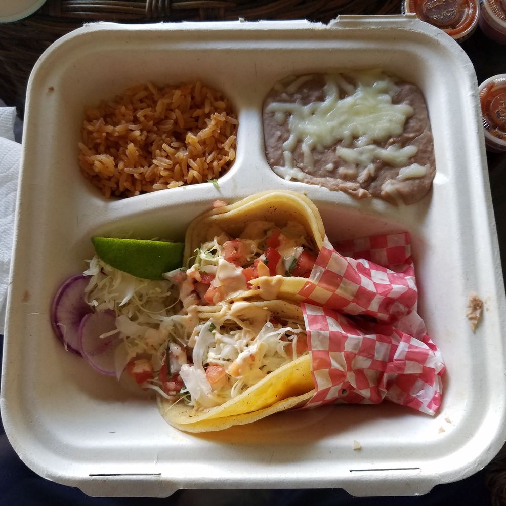 Fillo’s - Fish tacos in a to-go tray. So yummy!! - Mexican Near Me - Kapaa, Hawaii