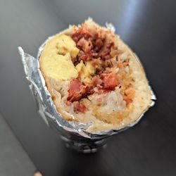 Las Mestizas - Custom breakfast burrito (eggs, tater tots, pico, bacon, cheese)