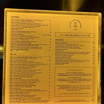 Bistro Saint Dominique - Menu March 2026 - French Near Me - Paris, 75