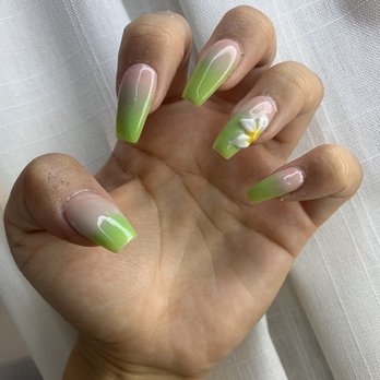 Jade Nails - Ombré powdered nail set with 3D acrylic flowers by Julia - Nail Salons Near Me - Lake Elsinore, California Jade Nails - Ombré powdered nail set with 3D acrylic flowers by Julia - Nail Salons Near Me - Lake Elsinore, California