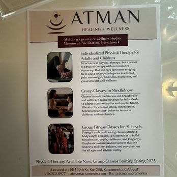 Atman Healing & Wellness - Group classes - Physical Therapy Near Me - Sacramento, California Atman Healing & Wellness - Group classes - Physical Therapy Near Me - Sacramento, California