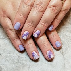 Rustic Glam - Lavender & Marble 
Structured gel polish with custom art