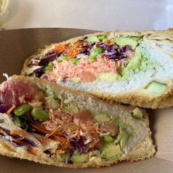 Sus Hi Eatstation - Fry Me A River Burrito - FRIED Sauce on the SIDE - Sushi Bars Near Me - Tampa, Florida Sus Hi Eatstation - Fry Me A River Burrito - FRIED Sauce on the SIDE - Sushi Bars Near Me - Tampa, Florida
