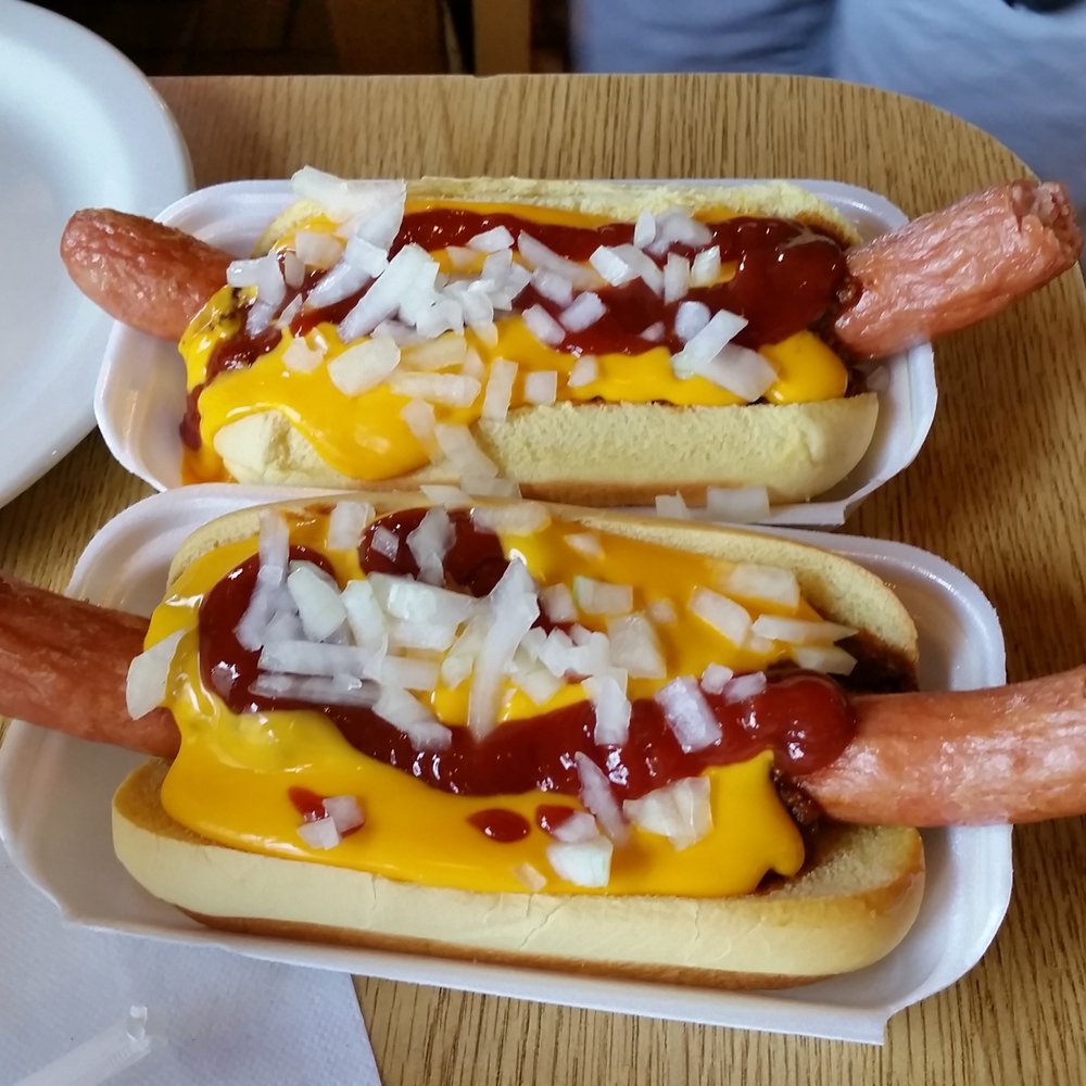 Cubby's BBQ - Texas wiener "All the way" with cheese. - Barbeque Near Me - Hackensack, New Jersey Cubby's BBQ - Texas wiener "All the way" with cheese. - Barbeque Near Me - Hackensack, New Jersey