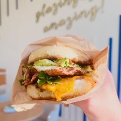Petit Three Doughnuts - The Bacon Egg Cheese breakfast sandwich