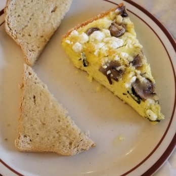 Great Earth Cafe & Market - $7 Frittata topped with spinash mushroom feta. gluten-free house English Muffin toast. Has kind of a boxed egg taste - Cafes Near Me - Madras, Oregon Great Earth Cafe & Market - $7 Frittata topped with spinash mushroom feta. gluten-free house English Muffin toast. Has kind of a boxed egg taste - Cafes Near Me - Madras, Oregon