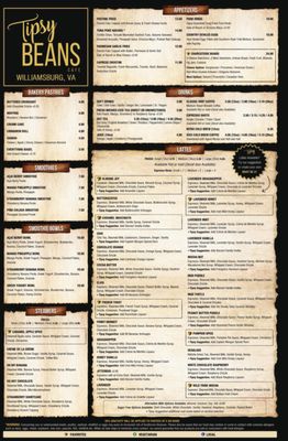 Menu photo 4 Tipsy Beans Cafe Williamsburg, VA