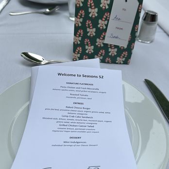 Seasons 52 - Event special menu - New American Near Me - Costa Mesa, California