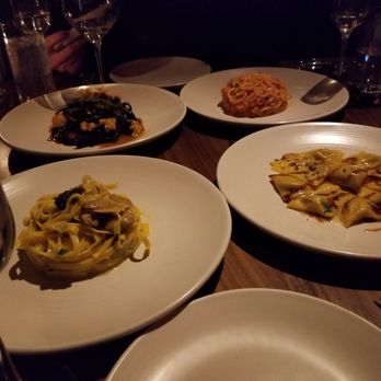 Scarpetta - Spaghetti, Duck and Foie Gras Ravioli, Black Tagliolini, Paperdelle - Italian Near Me - New York, New York Scarpetta - Spaghetti, Duck and Foie Gras Ravioli, Black Tagliolini, Paperdelle - Italian Near Me - New York, New York