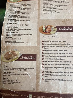 Menu photo 1 Cuatro Caminos Mexican Restaurant Candor, NC Menu photo 1 Cuatro Caminos Mexican Restaurant Candor, NC