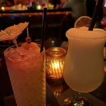Abe's Pagoda Bar - Frozen marg & rum mixed drink - Tiki Bars Near Me - Brooklyn, New York