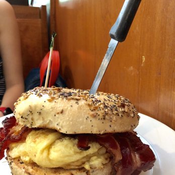 Perly's - Breakfast sammy - egg, beef bacon, swiss cheese on an everything bagel. Fantastic! - Delis Near Me - Richmond, Virginia Perly's - Breakfast sammy - egg, beef bacon, swiss cheese on an everything bagel. Fantastic! - Delis Near Me - Richmond, Virginia
