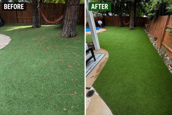 Before and after urine extraction - Customers love to call us before parties so their yard smells beautiful! Or if you have a lot of debris from trees in your yard, we can make your Turf look brand new! Before and after urine extraction - Customers love to call us before parties so their yard smells beautiful! Or if you have a lot of debris from trees in your yard, we can make your Turf look brand new!