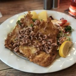 Spieskomer - Büsumer Schollefilet mit Krabben, Salzkartoffeln