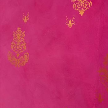 Design Solutions - Pink lime wash and gold stencil. - Interior Design Near Me - Fairfield, California
