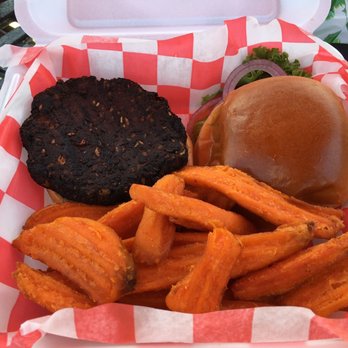 Windjammer - Veggie burger and sweet potato fries - American Near Me - Bloomington, Indiana Windjammer - Veggie burger and sweet potato fries - American Near Me - Bloomington, Indiana