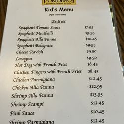 Portofino's - Kids Menu