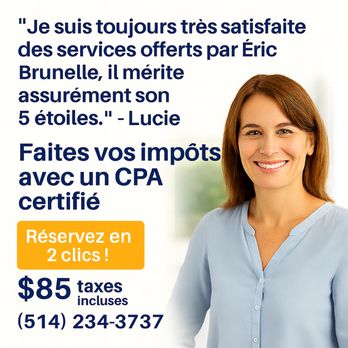 Impotax - Get your taxes done by a Certified CPA
Reliable, accurate, and personalized service you can trust.
Book in just 2 clicks - Tax Services Near Me - Terrebonne, Quebec Impotax - Get your taxes done by a Certified CPA
Reliable, accurate, and personalized service you can trust.
Book in just 2 clicks - Tax Services Near Me - Terrebonne, Quebec